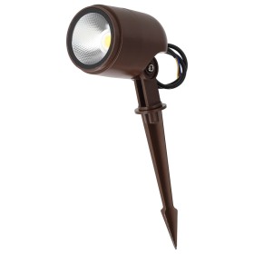 Projecteur LED avec piquet pour jardin 12W IP65 2700K - finition marron