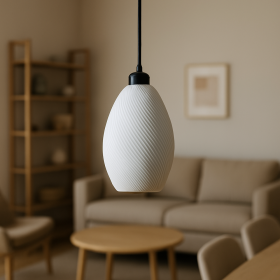 Suspension « Paval », rosace blanche/noire/câble noir