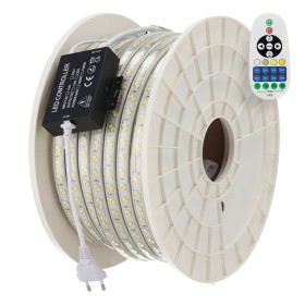 Bande LED flexible 12 W/m 220 V CA 120 LED/m SMD5730 IP65 CCT réglable sur 3 températures différentes de 2700-6000ºK - 50 mètres