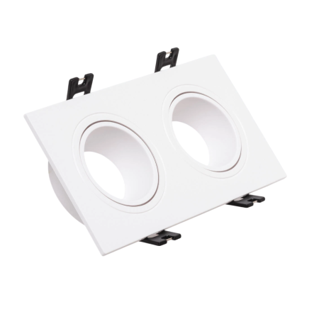 Anneau de downlight 2xGU10 Polycarbonate Rectangulaire Blanc