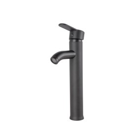 Robinet d'évier en laiton/zinc, noir, eau chaude/froide, flexibles, bec haut, levier unique