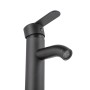 Robinet d'évier en laiton/zinc, noir, eau chaude/froide, flexibles, bec haut, levier unique