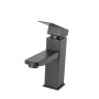 Robinet d'évier en laiton/zinc, noir, eau chaude/froide, flexibles, bec bas, levier unique