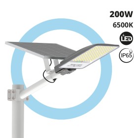 Lampadaire solaire avec panneau et télécommande - 200 W - 6500 K - IP65