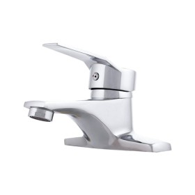 Robinet d'évier en acier inoxydable, chrome, eau chaude-froide, bec bas, levier unique