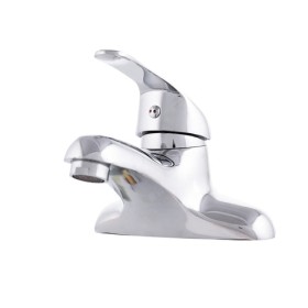 Robinet de lavabo en zinc, chrome, eau chaude-froide, bec bas - levier unique