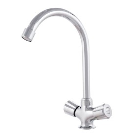 Robinet de lavabo en alliage de zinc, plaqué chrome, eau chaude-froide, tuyaux, bec haut, deux poignées