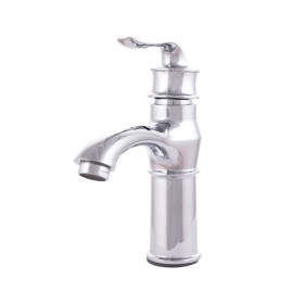 Robinet de lavabo en laiton et zinc, plaqué chrome, eau chaude-froide, tuyaux, bec bas, poignée unique