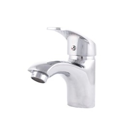 Robinet de lavabo en alliage de zinc, plaqué chrome, eau chaude-froide, tuyaux, bec bas, poignée unique