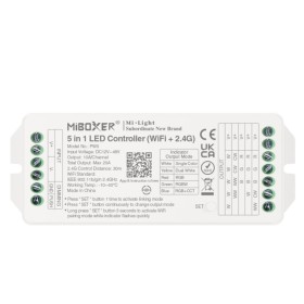 Contrôleur ruban LED 5 en 1 - Monocolore/Dual White/RGB/RGBW/RGBCCT - 12/48VDC - 20A - 2.4G - WiFi - Milight