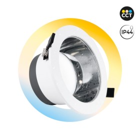 Spot Downlight LED rond IP44 puissance réglable 10W/15W/20W - CCT réglable sur 3 températures de 3000-6500ºK - Découpe Ø 150mm