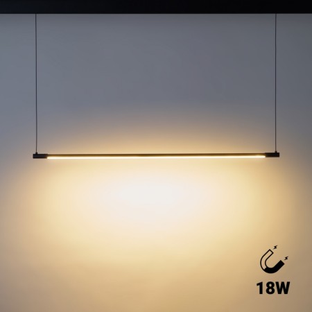 Suspension LED horizontale pour rail magnétique - 48V - 18W - 2800K - 100cm