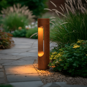 Balise LED extérieure « Corona » 40 cm 10W 220 V CA - brun oxyde - 3000K