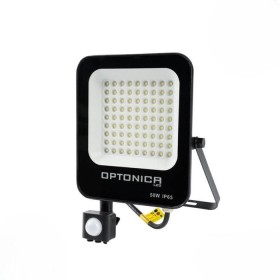 Projecteur LED extérieur 50W avec détecteur de mouvement crépusculaire - Extra plat - IP65 - Noir