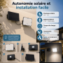 Pack de 4 - Projecteur LED solaire extérieur 9W IP65 avec un détecteur de mouvement - CCT lumière réglable de 2700 à 6500ºK